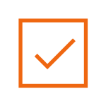 orange tick in a box icon