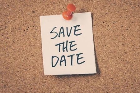 Post-it note with Save the date written on it