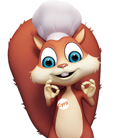 Cartoon Red Squirrel called Cyril in White Chef's Hat