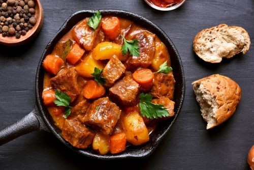 Skillet of chunky Beef and Vegetable Stew