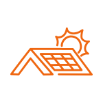 Orange solar panel icon